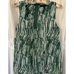 Green White Multi-color Sleeveless V-Neck,Eclair Women's Top Medium‎
